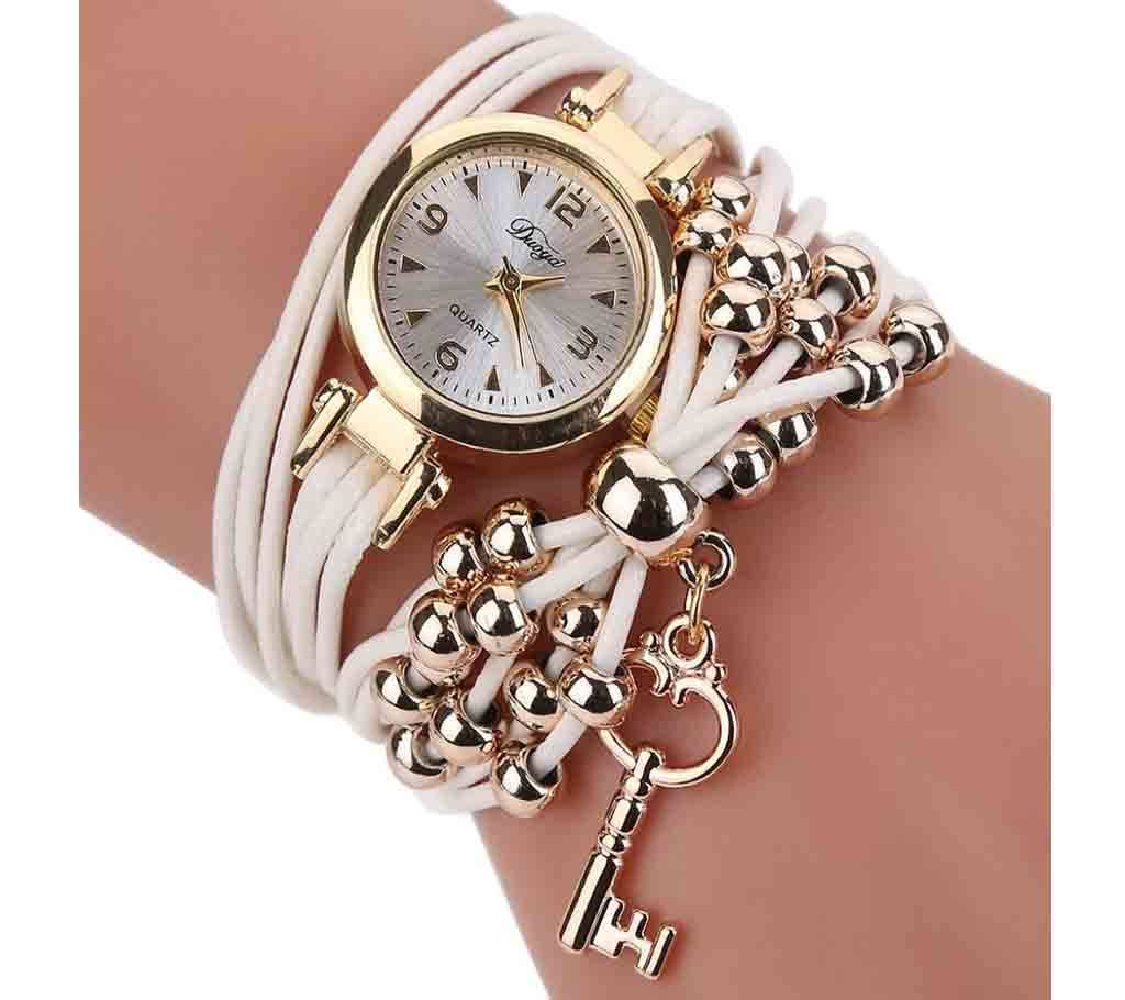 Ladies Key Style Bracelet Watch-White