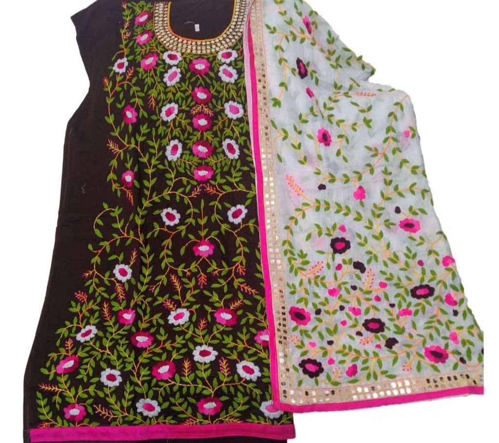 Unstitched Cotton Phulkari Handset Dollar Work-2 Piece