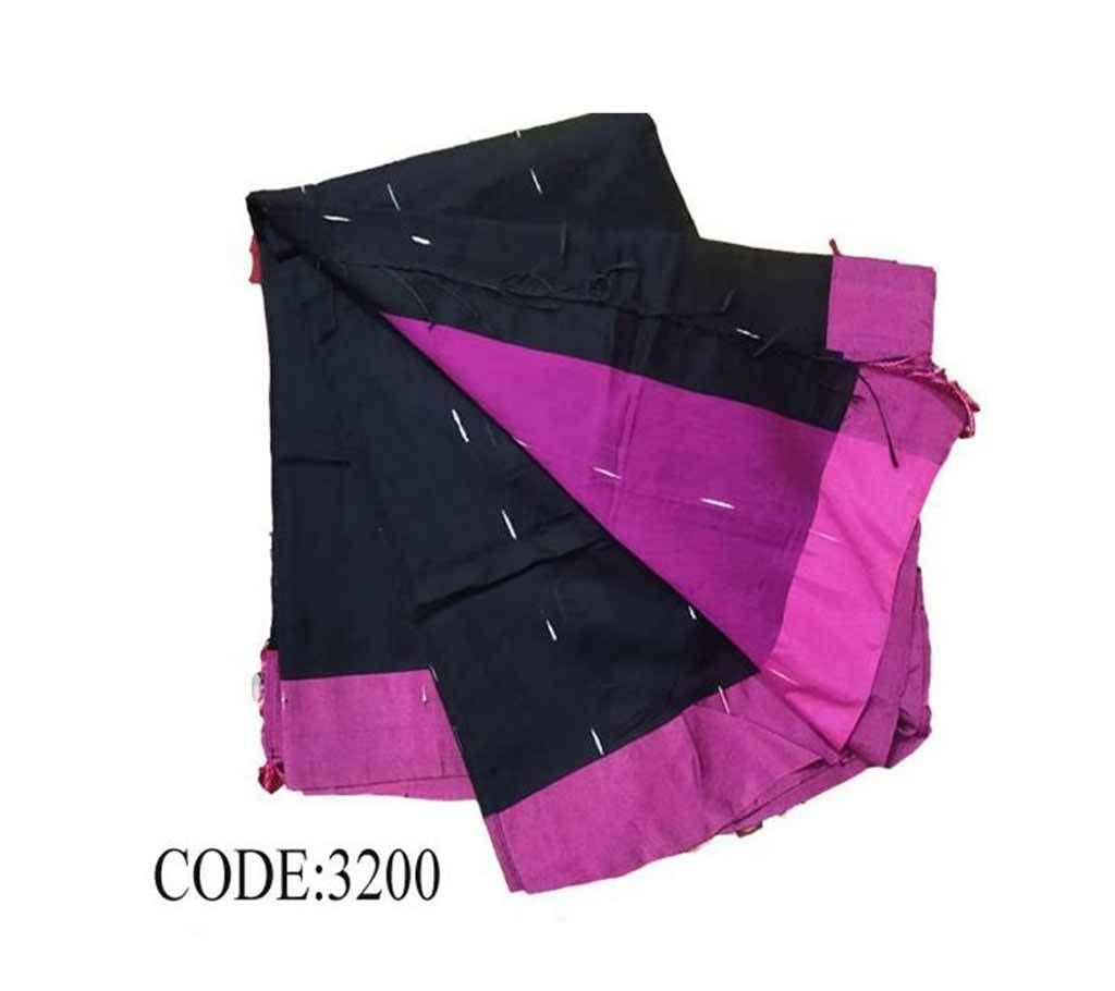 Black and Purple Half Silk Sharee