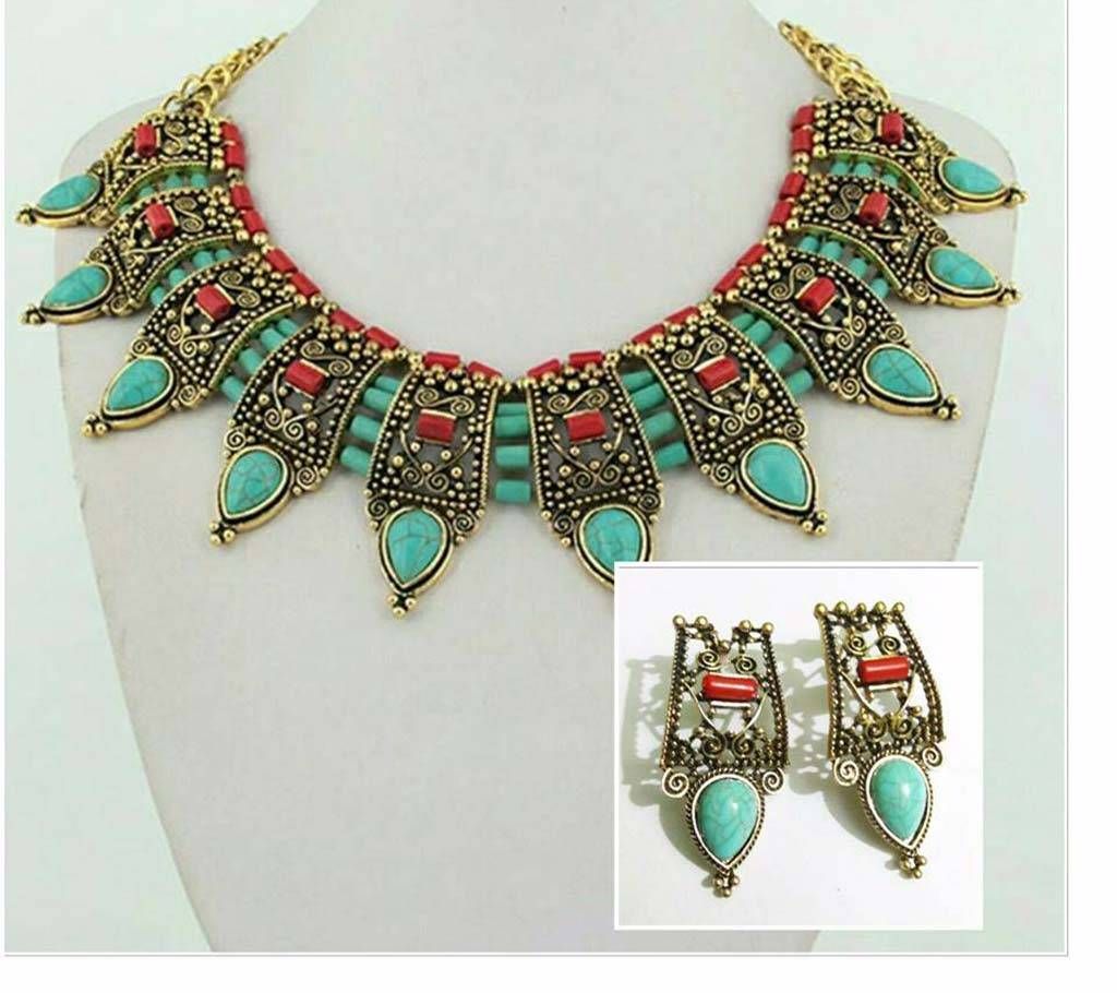 Tribal Vintage Necklace With Earrings 
