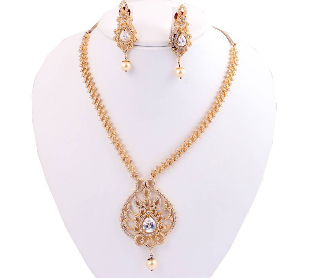 Gold Plated Stone Setting Necklaces with earrings 