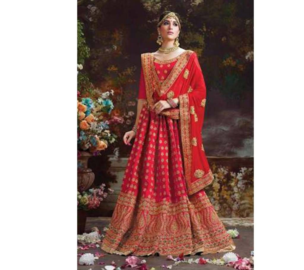 Unstitched Embroidered Gorgette lEhanga copy