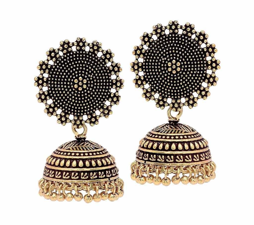  Indian Traditional Beautiful Oxidised Plated Jhumka Earrings (by Zylph - ZYJHDG)