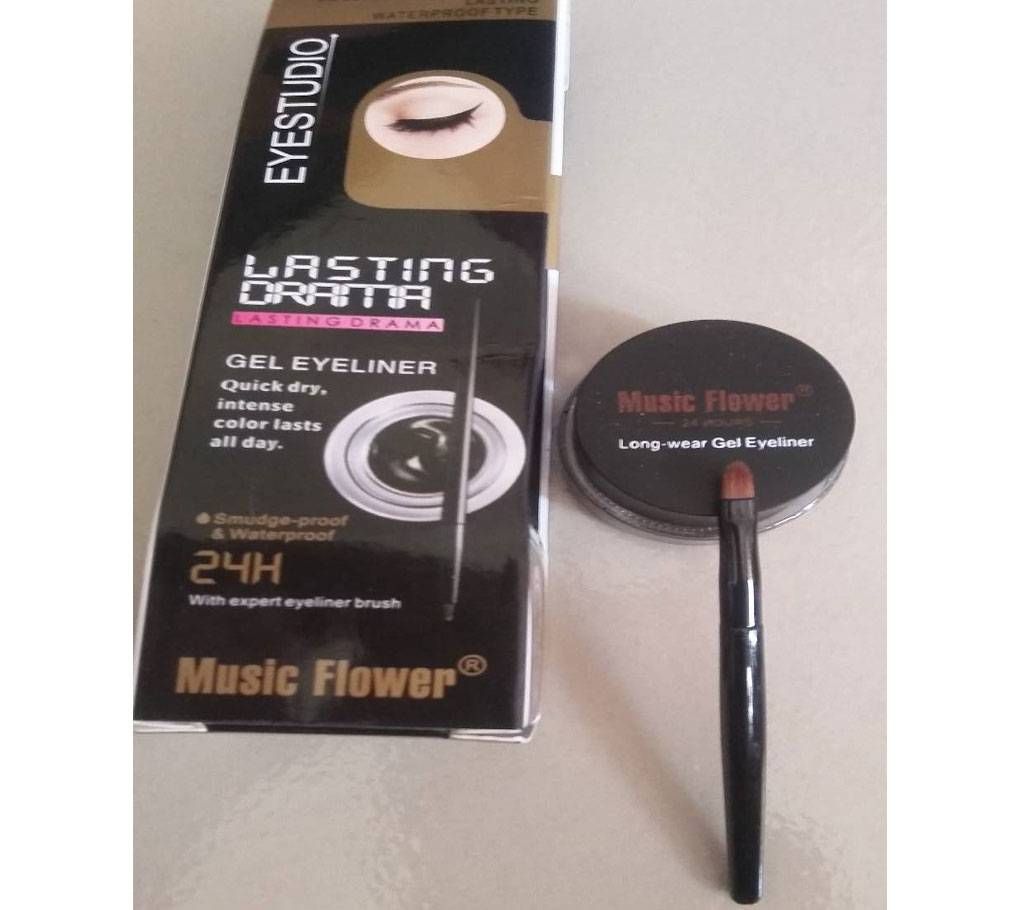 Music Flower Gel Eyeliner With Eyeliner Brush - Dubai
