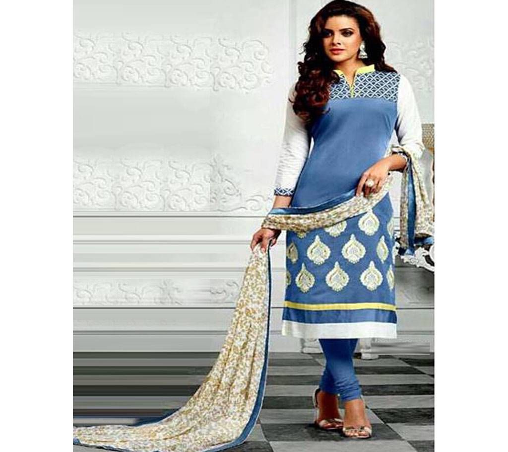 Unstitched Block Printed Three-Piece (Replica)