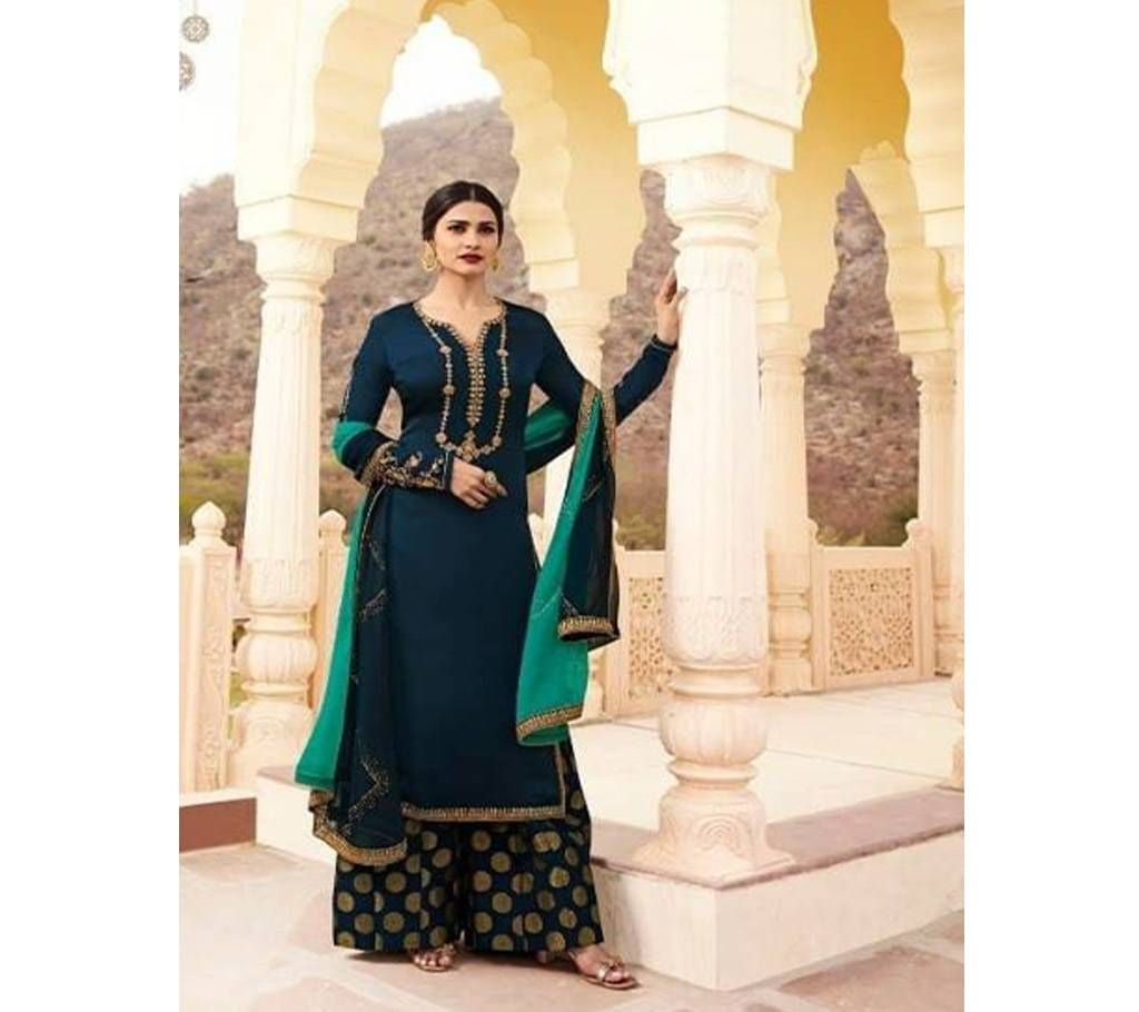 Unstitched navy blue Prachi Desai Designer Palazzo Suit