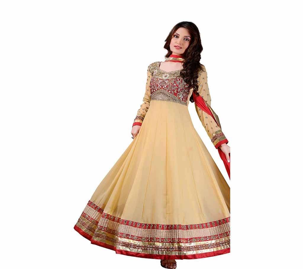Off White Semi-Stitched Georgette Gown For Women copy