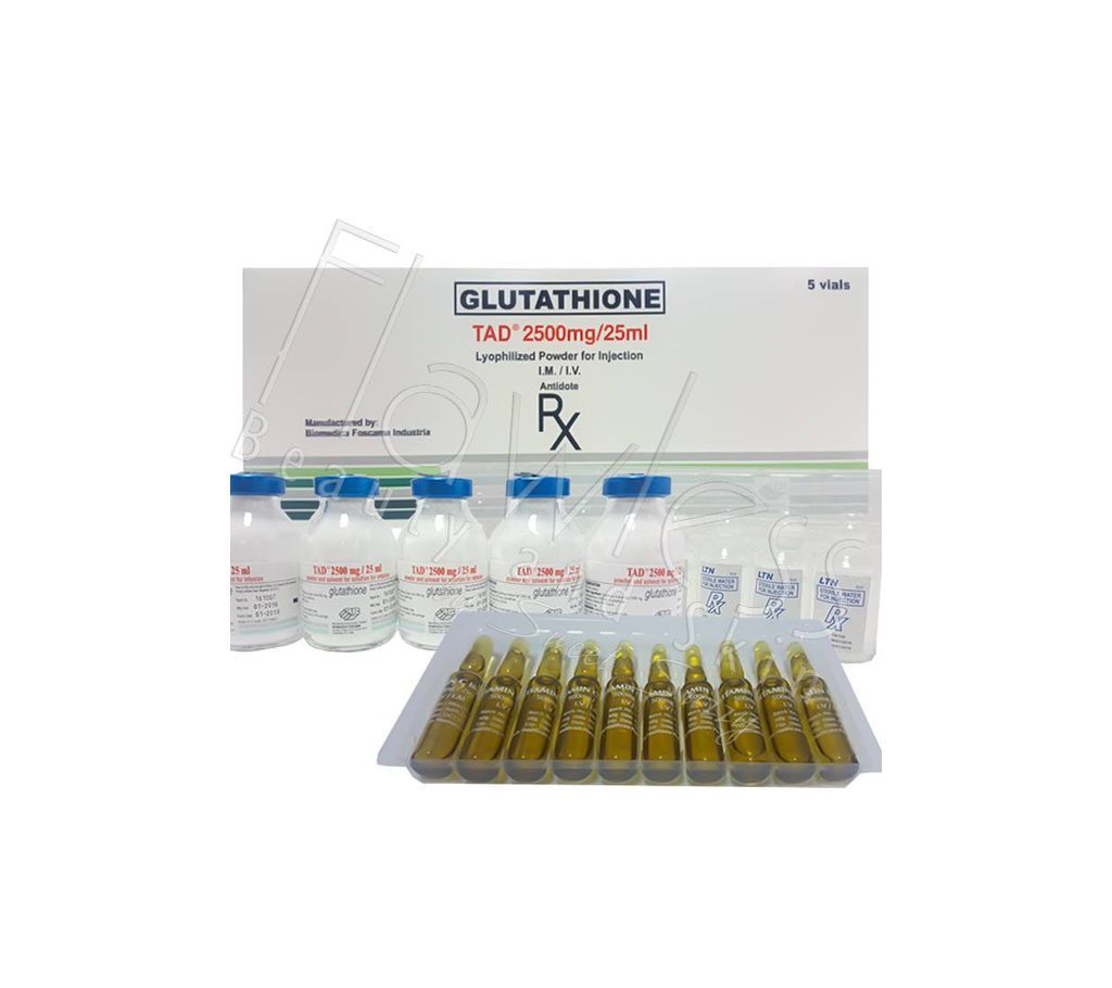 TAD GLUTATHIONE WHITENING 5 VIALS 2500MG EACH - INTERNATIONAL