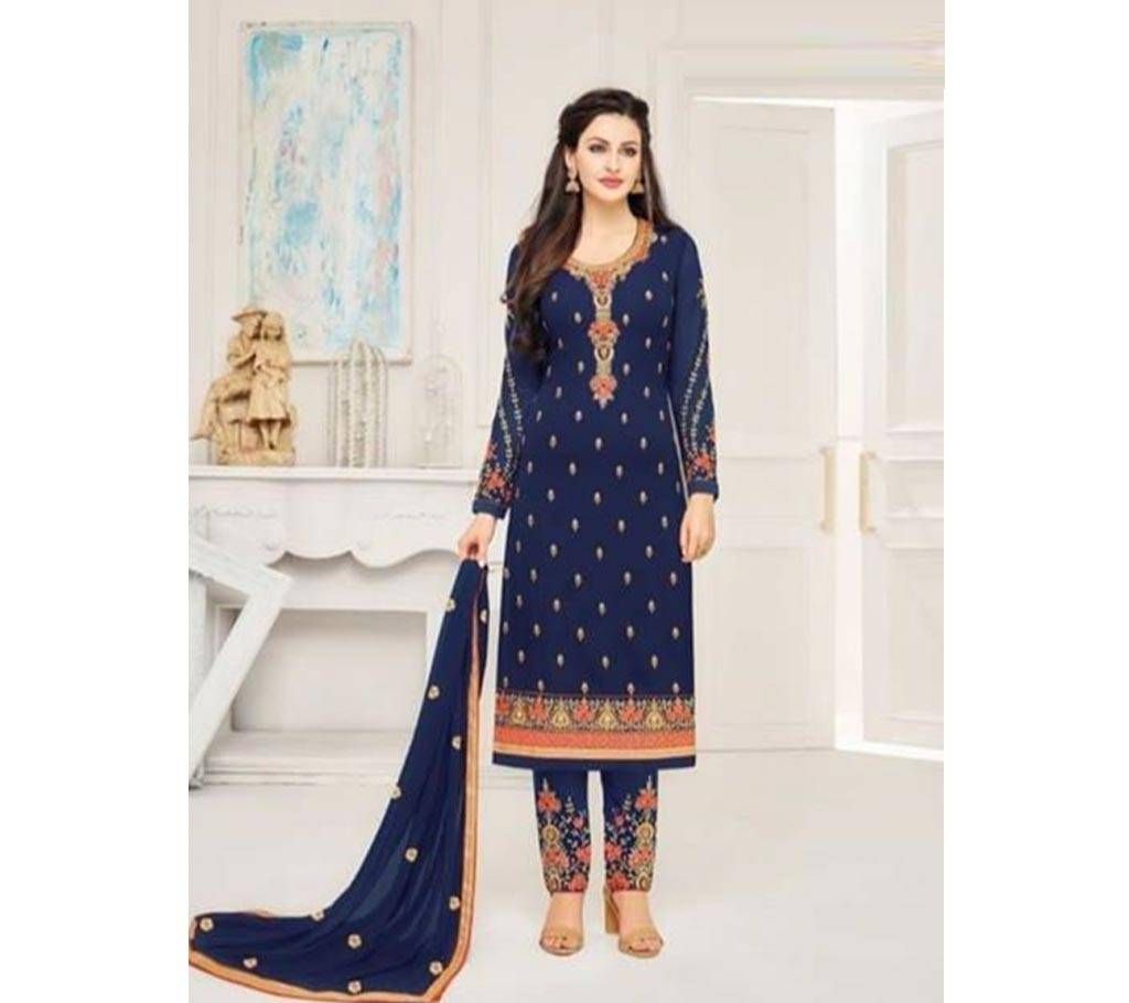 Unstitched Georgette Embroidery Three-Pieces (Replica)