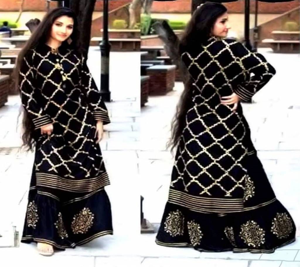 Cotton Block 3pc - Black Color with Gold Color Block print - DNO401(3)