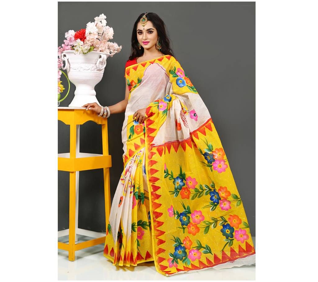 Pure Cotton With Hand Paint Sharee 