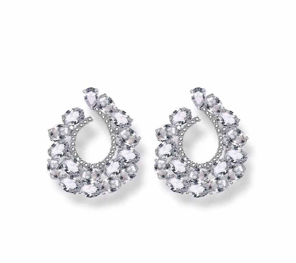 Shining Crystal Big Water Drop Round Stud Earrings  for Women