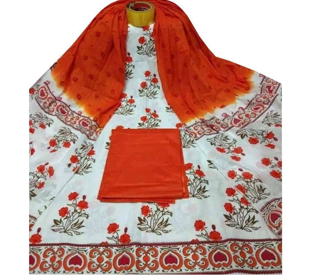Unstitched skin printed cotton salwar kameez fs-86