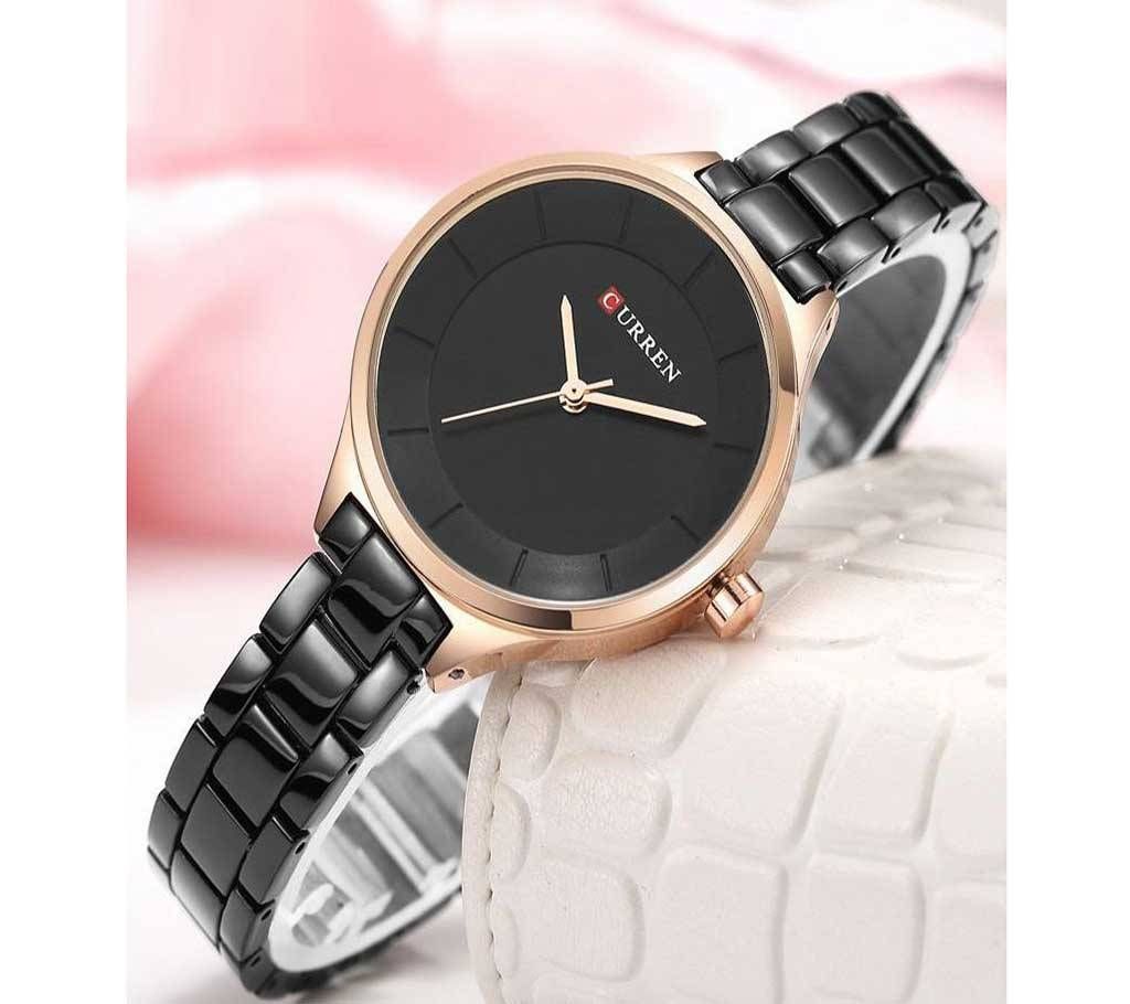 CURREN 9015 Black Stainless Steel Watch For Women - RoseGold & Black