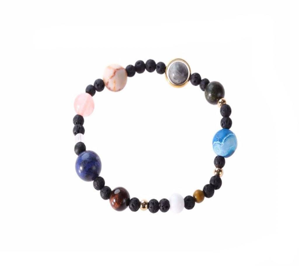Eight Planets Natural Stone Elastic Bracelet