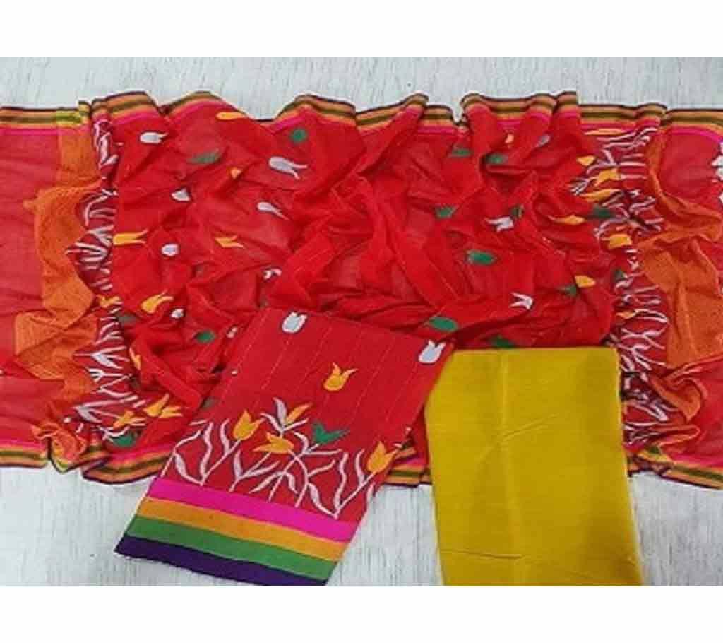 Handloom Tat Chomki Cotton Shalwar Kameez For women [3pcs]-9