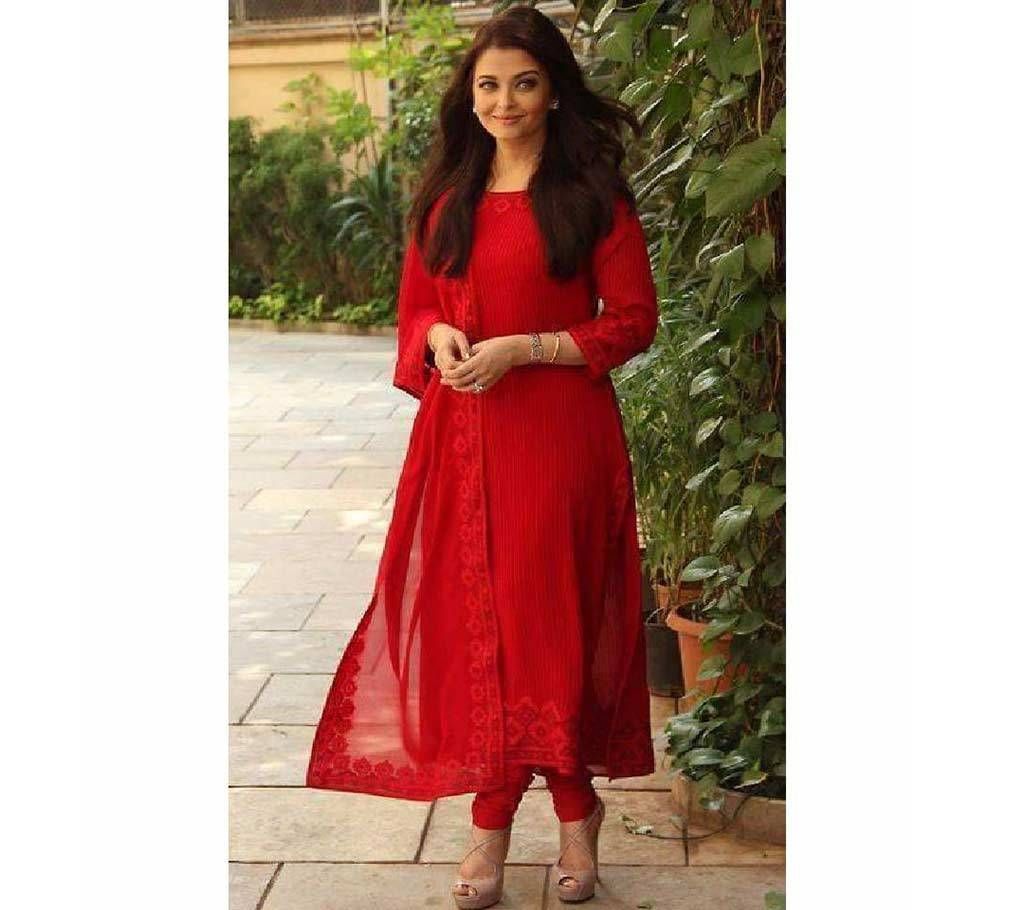 Unstitched Georgette embroidery work three piece-copy 