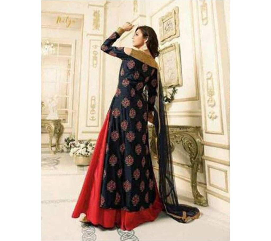 un stitched embroidery Georgette replica three piece 
