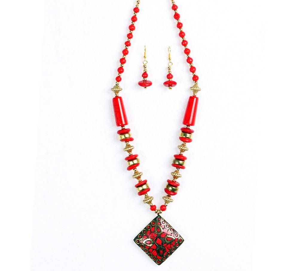 Boshakhi Beads & Stone Setting Pendant Set 