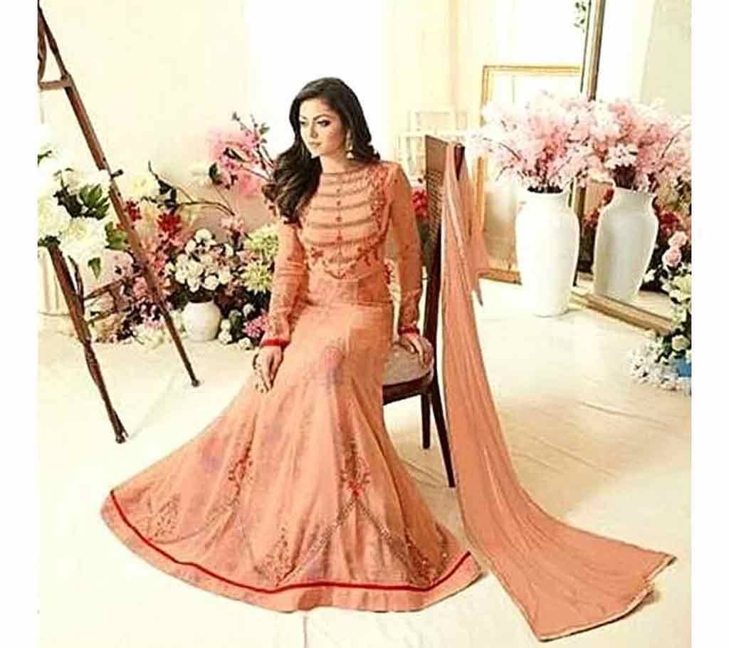 Unstitched Light Coral Embroidery Georgette Gown (Copy)