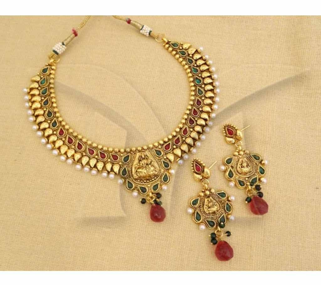 SAPTARSI MATA KEMPS PAANSHAPE ANTIQUE NECKLACE SET (by Pink Point - NS-526-99RG)