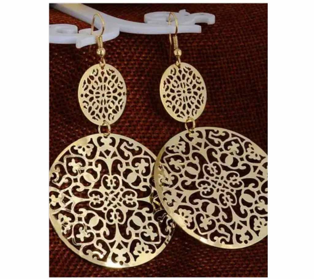 Chia Fashion Gold Plated Hollow Drop Round Earrings (by Pink Point - CHIA109)