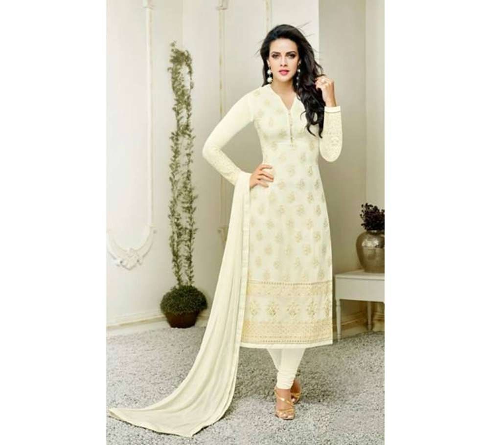 Semi Stitched Georgette Embroidery Long Three Piece (Copy)
