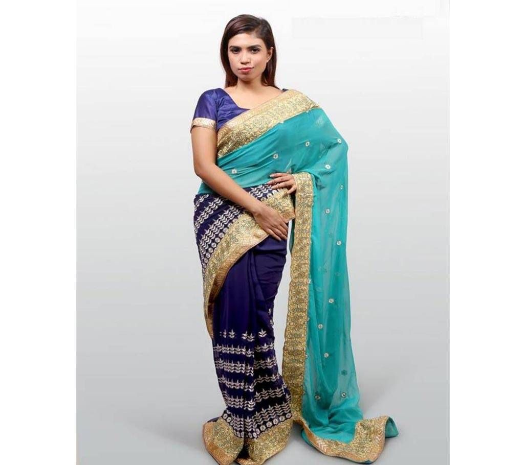 Georgette and embroidery work Saree ssc-736
