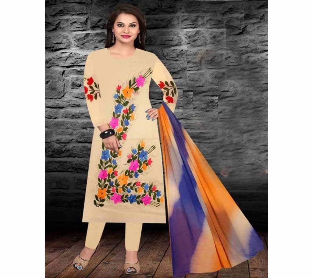 Unstitched brush printed cotton replica salwar kameez seblock-619