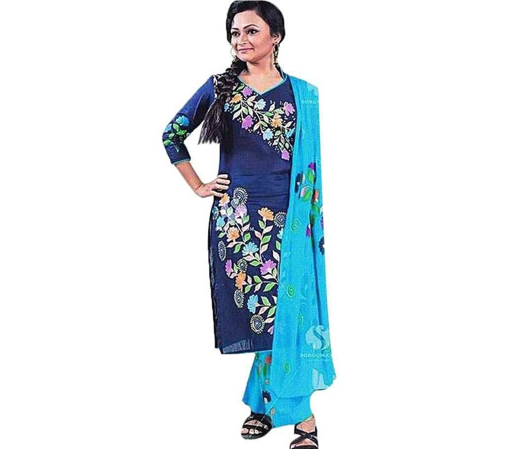 Unstitched Navy Blue Cotton Salwaram for Women (Copy)