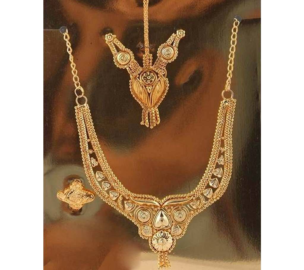 Oscar Gold plated stone setting necklace set.F=J789