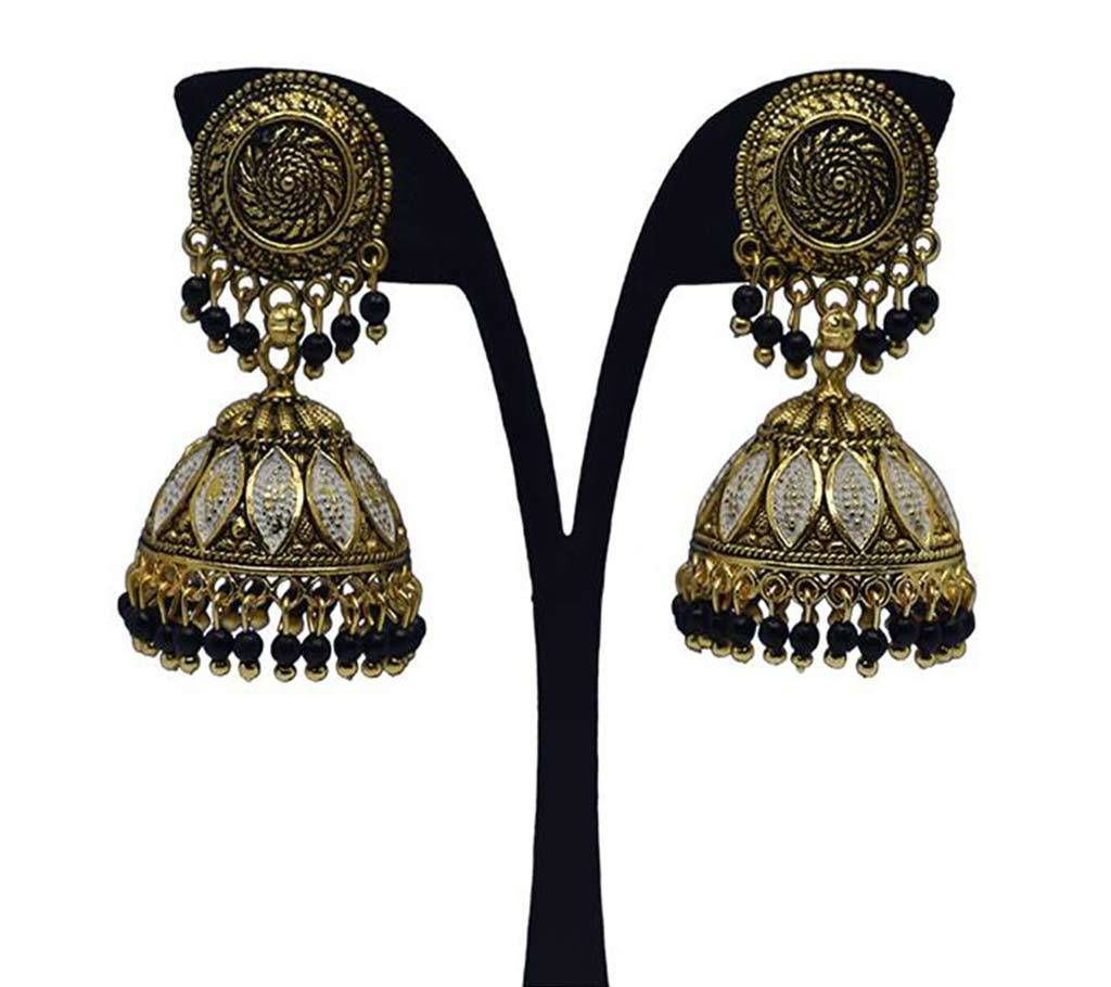 Gold Plated Black Pearl Indian Earing for Women