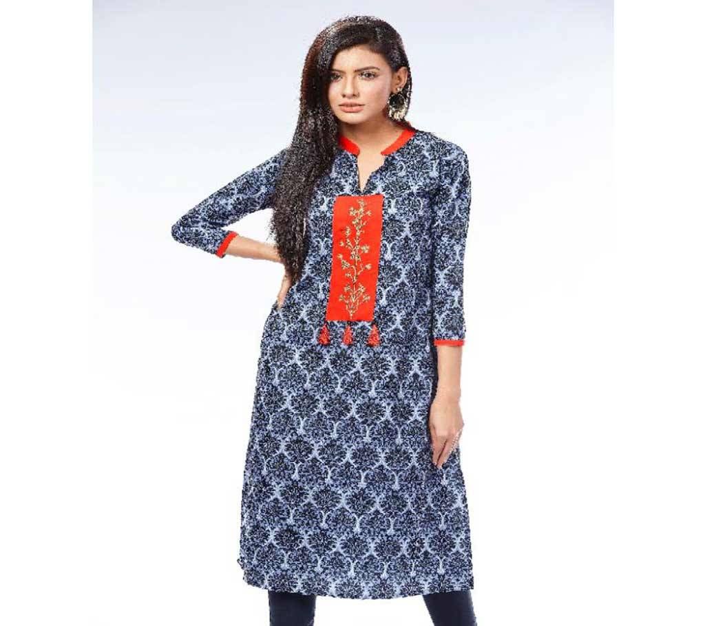 Blue Shamuj Printed Long Kurti