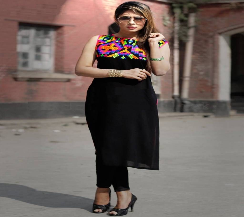 un-stitched black georgette salwar kameez