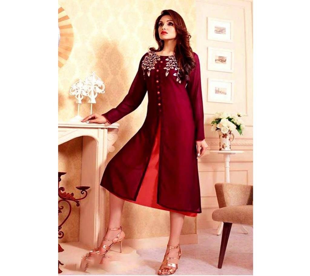 Unstitched Maroon Georgette Kurti for Women
