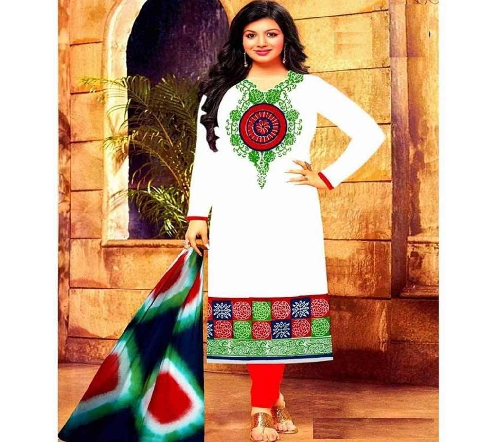 Unstitched block printed Rajdhani voyel cotton Salwar Kameez St block-603