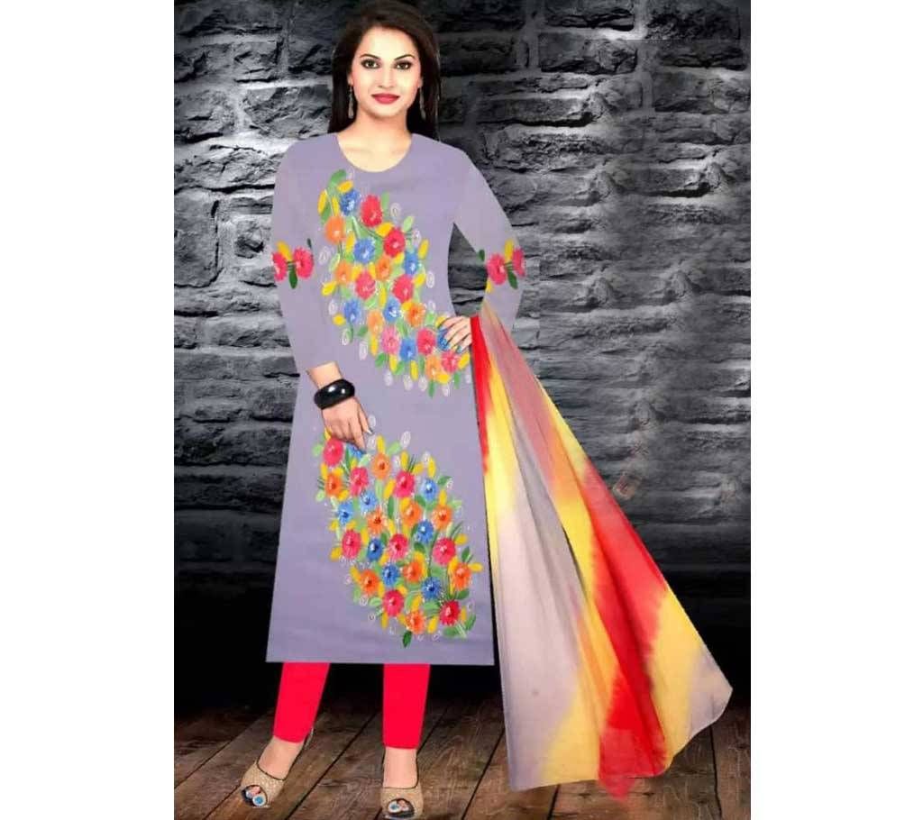 Un-stitched Rajdhani Voyel Cotton Hand print Salwar kameez St block-925 - Copy