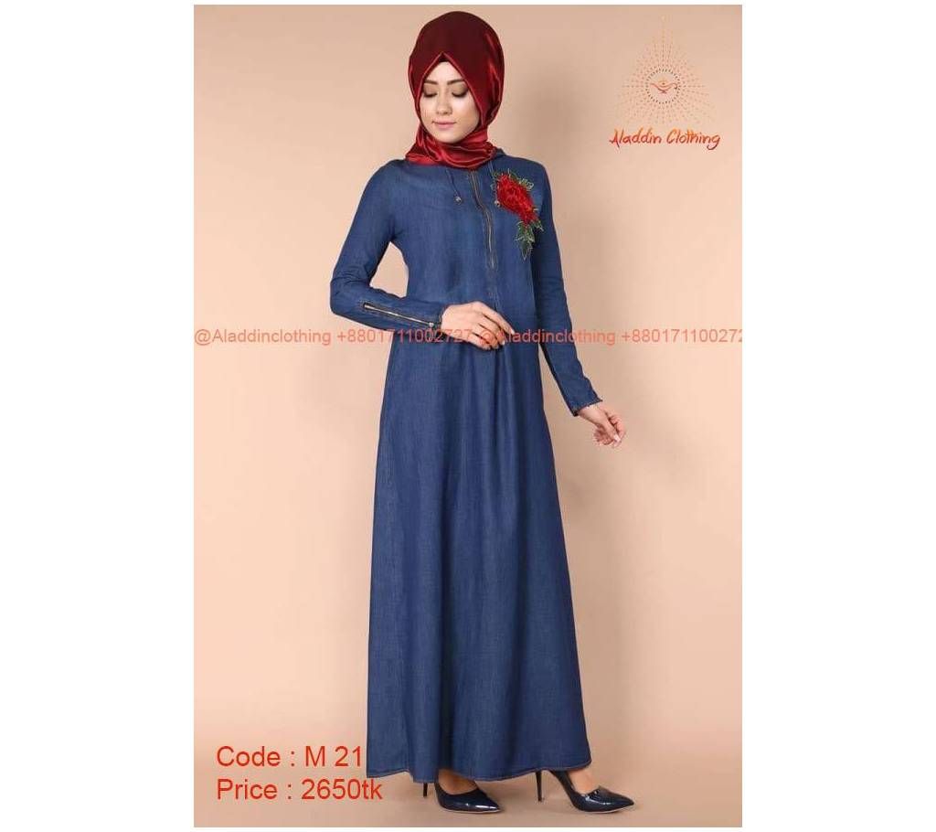 Denim Fabric Abaya Muslim women wear