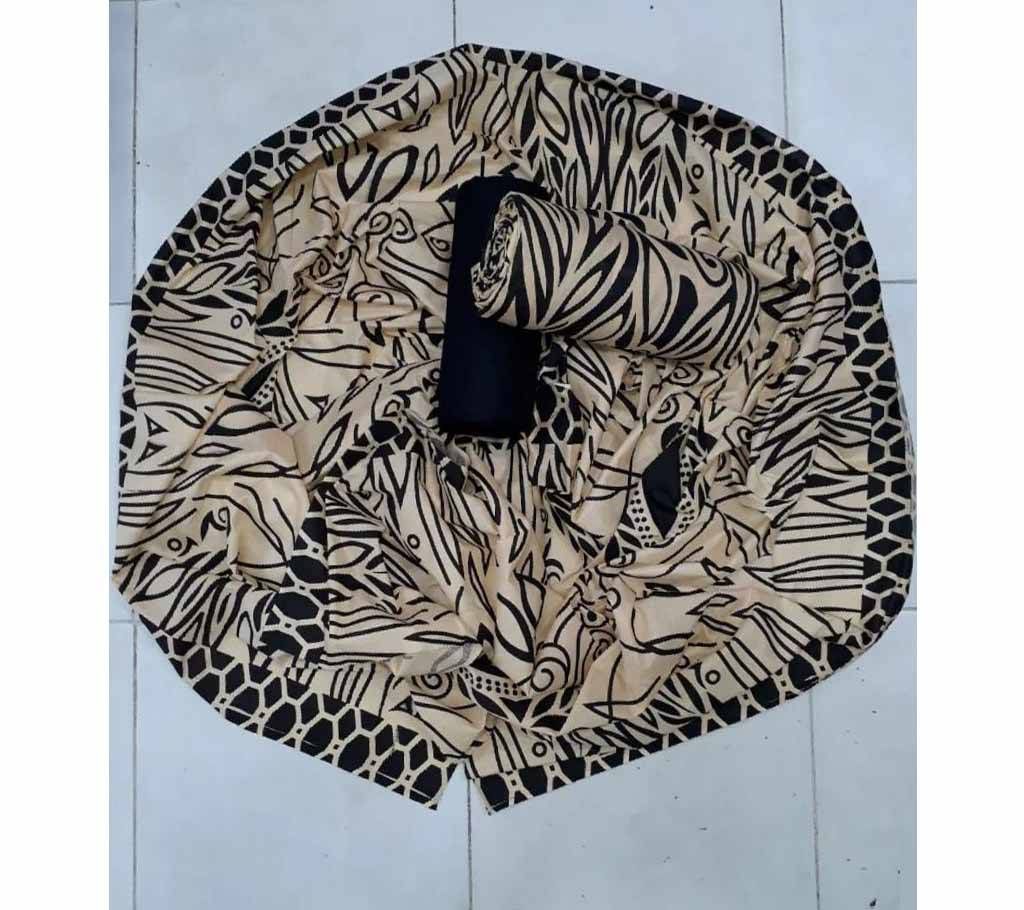 Joypuri Cotton Screen Print - Cream Color With Black Color Multi Design