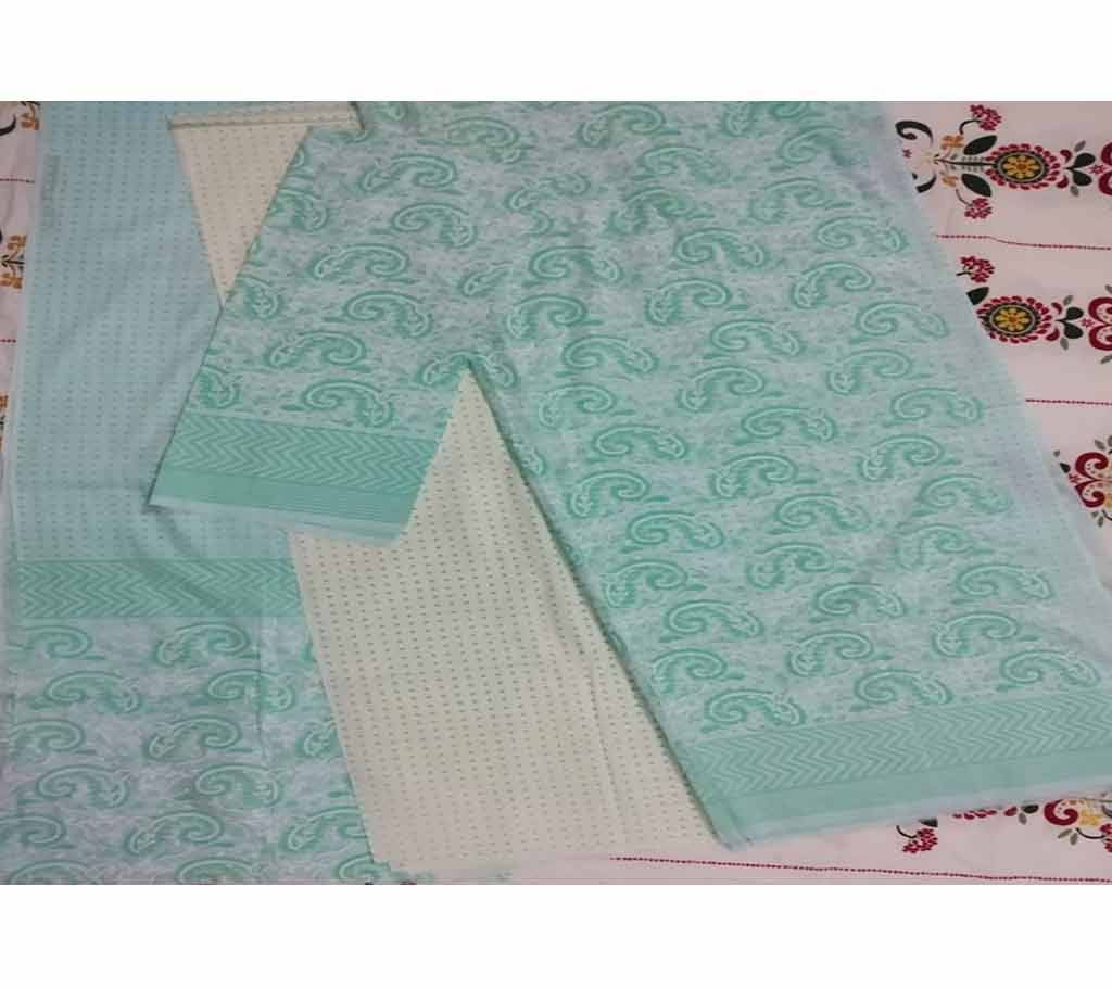 Cotton three- piece, unstitched three-piece, skin printed three-piece, Original product