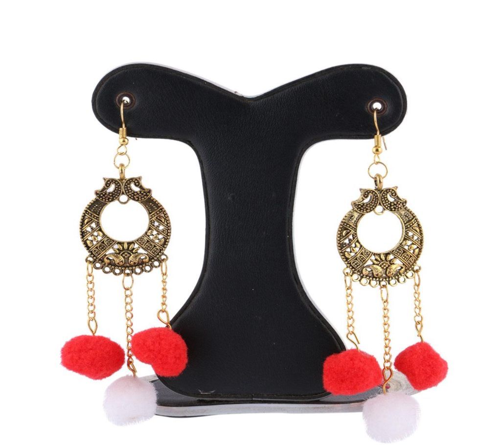 Multi Color Pompom Jhumka