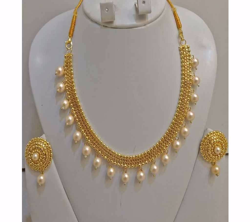 Gold plated necklace with matching earrings