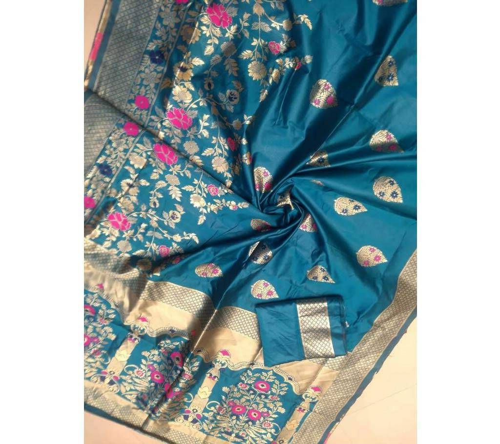 Banaras silk saree with blouse pice  01 paste with Gold mix paar