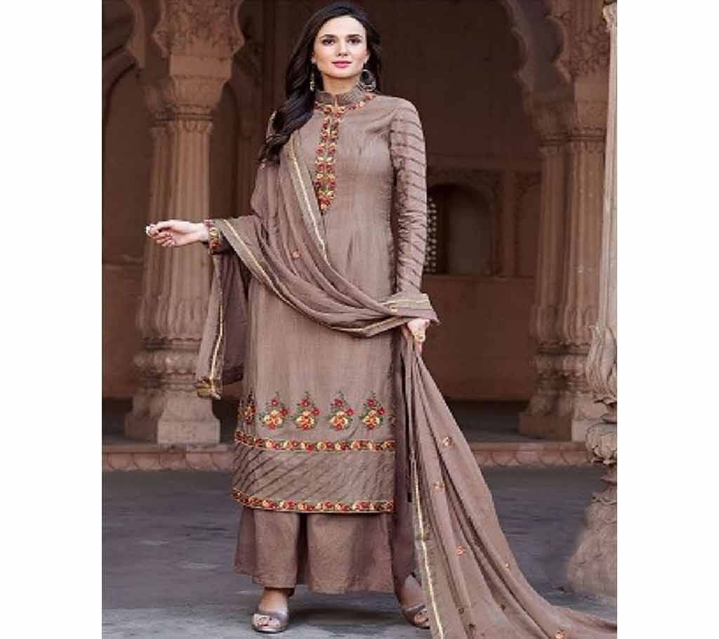 Bela Lavender Unstitched Cotton Three Piece  477