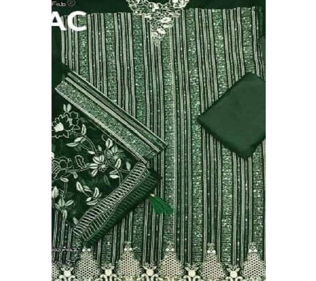 Unstitched Embroidery Net Three Piece