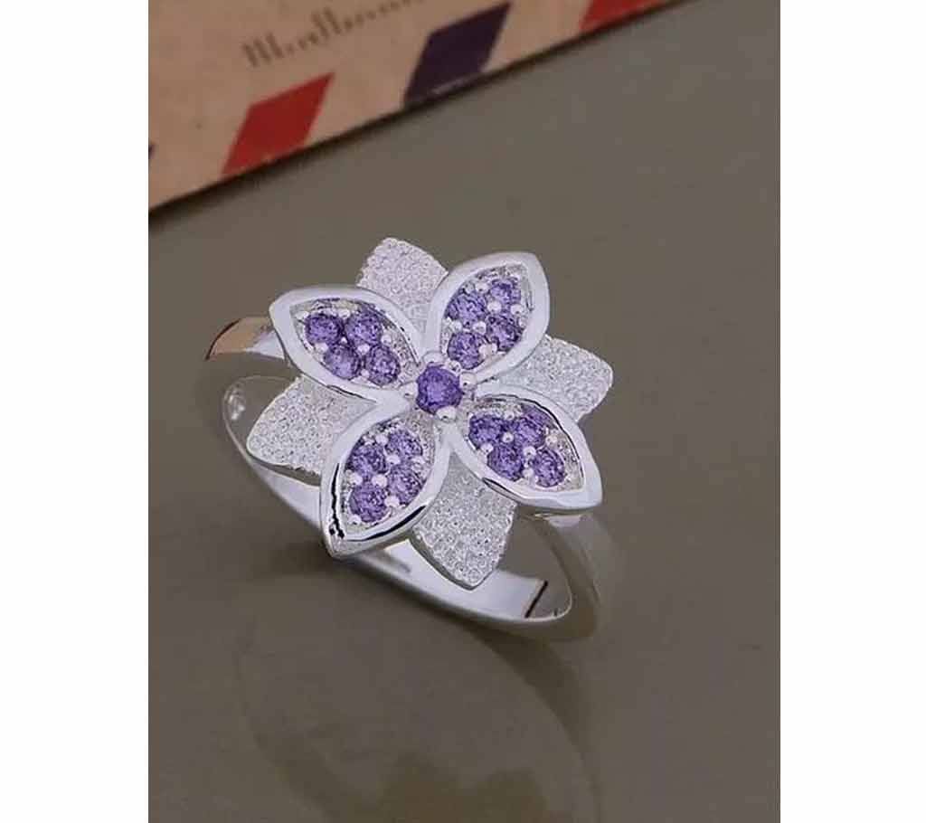 Flower Shape Purple Colour Female Ring