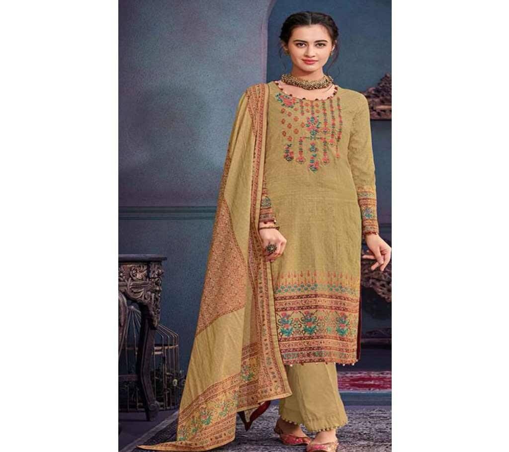 Orginal Indian Dress Pure JAM SATIN Print With Designer embroidery