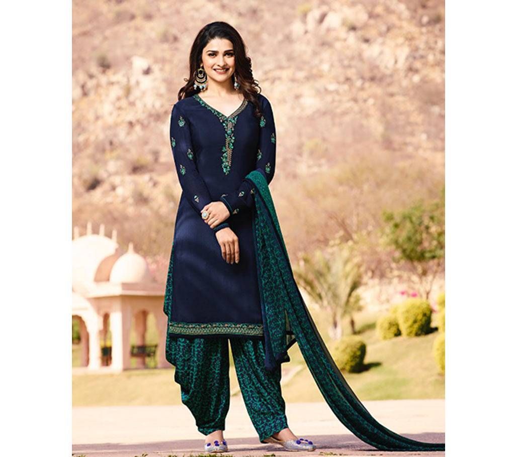 VINAY SILKINA ROYAL CREPE 16 PATIALA STYLE SALWAR KAMEEZ ( Royal Blue)