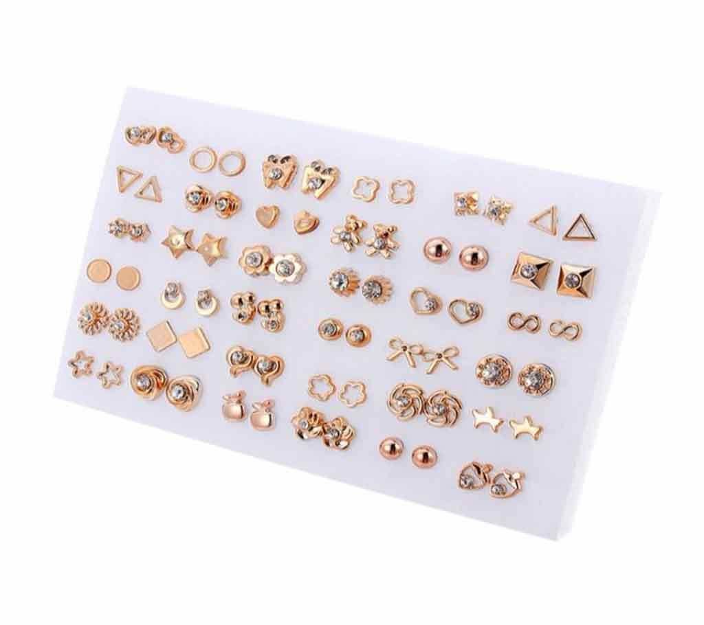 36 Pairs/Set Mixed Style Anti Allergic Cute Crystal Stud Earrings For Women