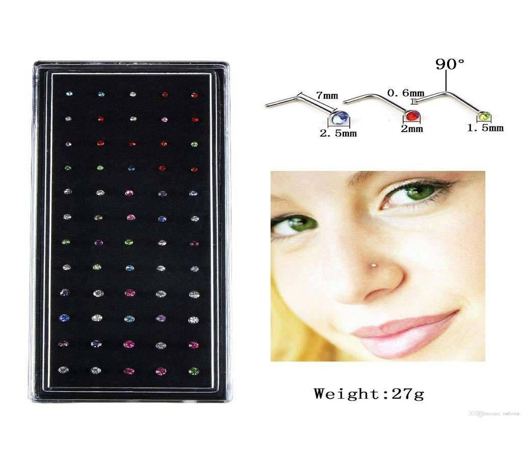 colorful nose pin set 36 pcs